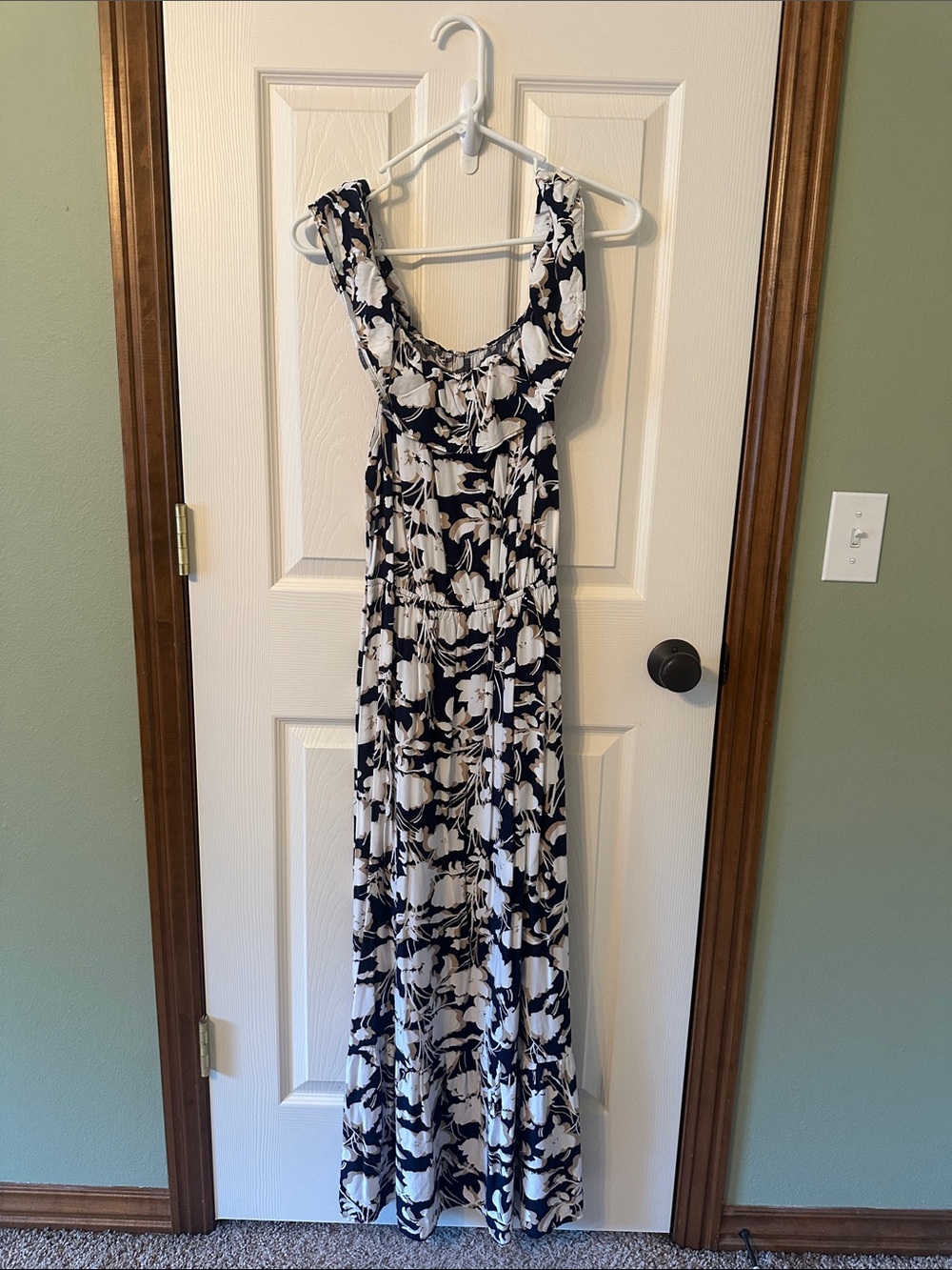 LOFT Navy and White Floral Maxi Dress